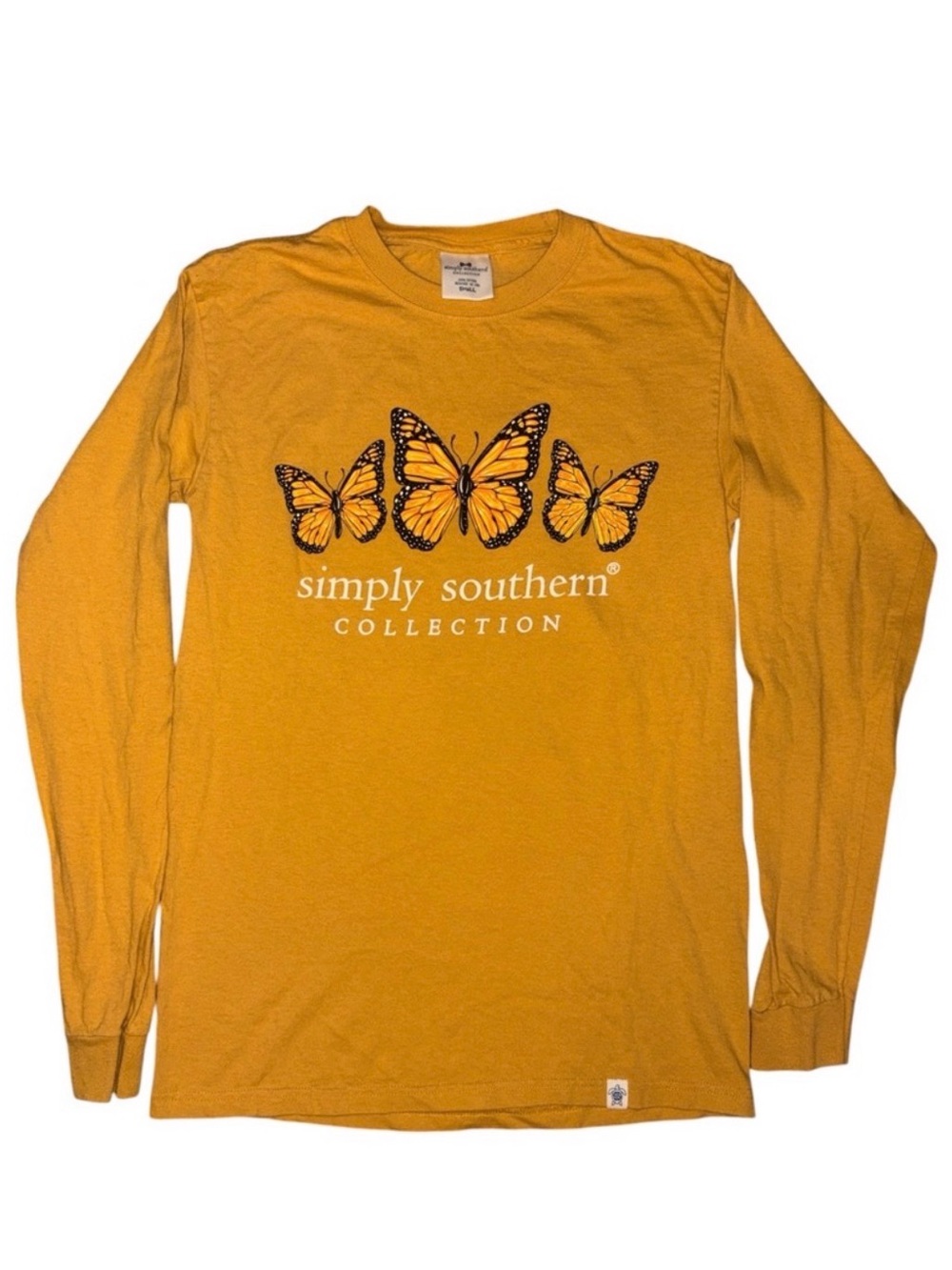 Simply Southern Mustard Yellow Long-Sleeve Butterfly Tee